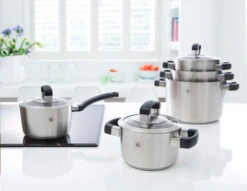 BK Conical Cool Glas Pannenset 5-delig + Koekenpan 24 Cm 16 BK Conical Cool Glas Pannenset 5-delig + Koekenpan 24 Cm -Pannen- Kokers Winkel 1107758