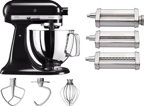 KitchenAid Artisan Mixer 5KSM125 Onyx Zwart + Pastaroller En -snijderset (3-delig) 1 KitchenAid Artisan Mixer 5KSM125 Onyx Zwart + Pastaroller En -snijderset (3-delig)