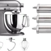 KitchenAid Artisan Mixer 5KSM125 Contourzilver + Pastaroller En -snijderset (3-delig)